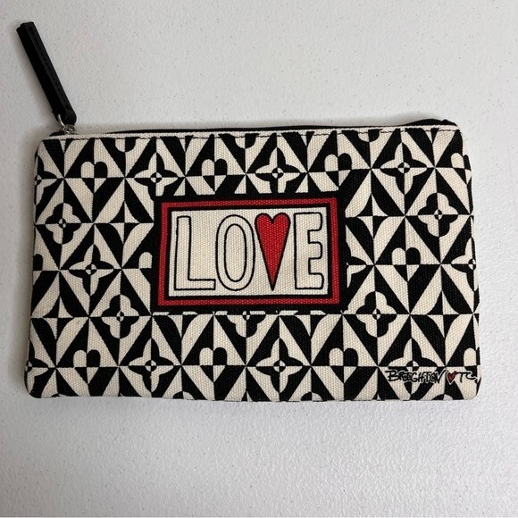 Brighton Jewelry Makeup Heavy Canvas Zipper Top LOVE Pouch Bag 9 X 5.5 Hearts - Picture 8 of 8